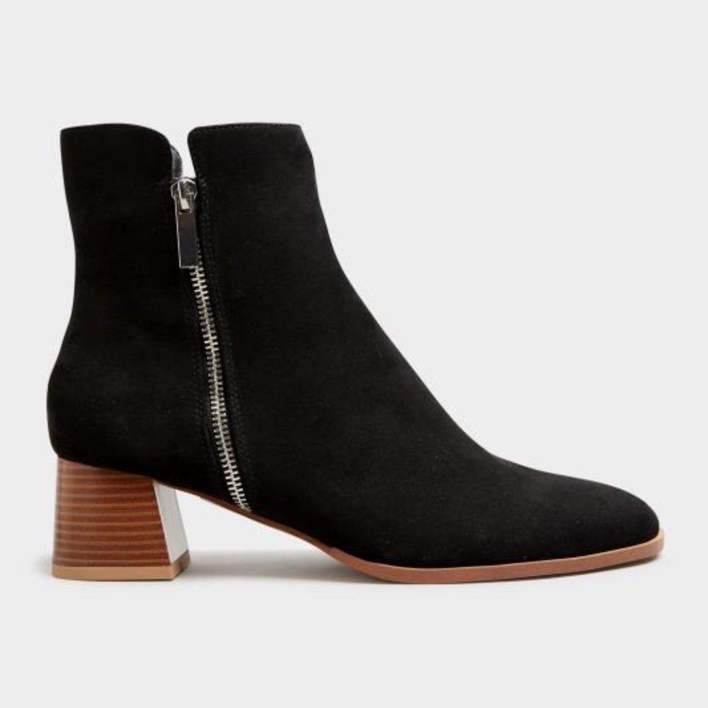 Long Tall Sally Black Block Heel Zip Boots
